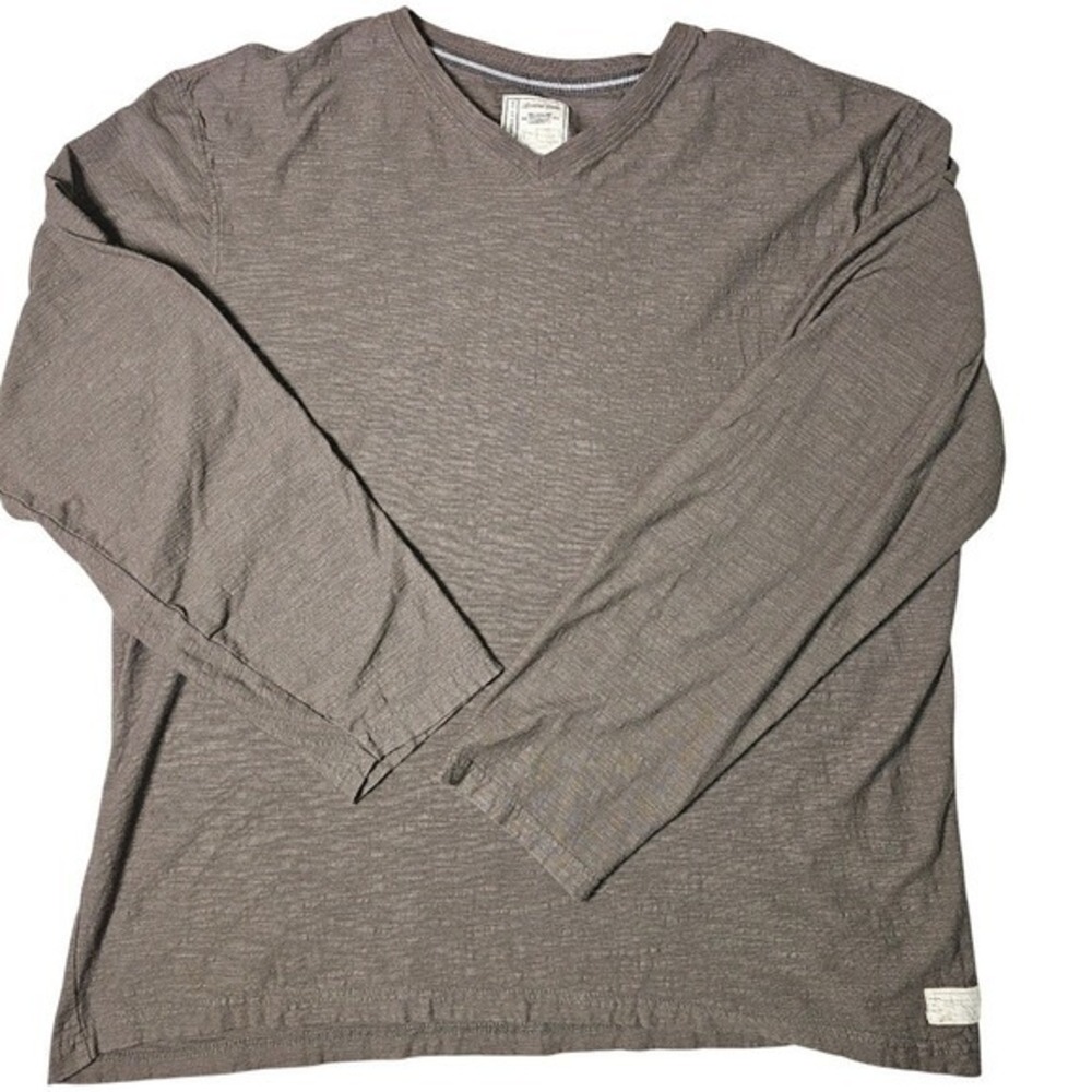 Alexander Julian Brownish Gray Mens Long Sleeve V-neck Shirt XL